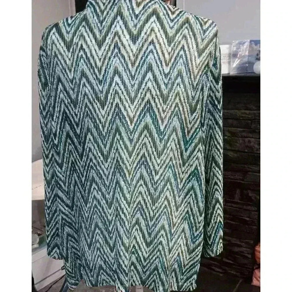 Alfred Dunner XL Woman Knit Cardigan Open Front Greens And Blues 3/4 Sleeve - Picture 4 of 6